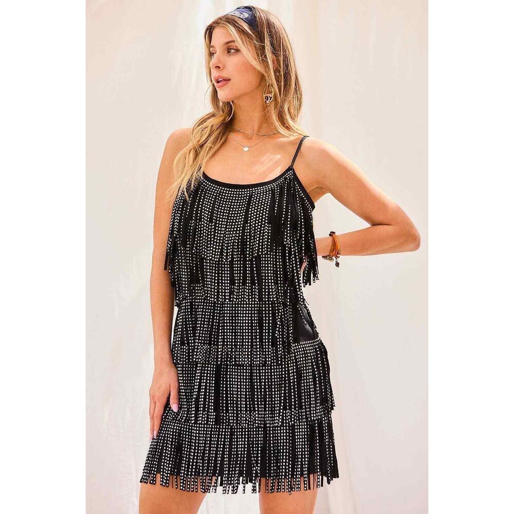 Mainstrip Cowgirl Fringe Studded Mini Dress ❤️❤️